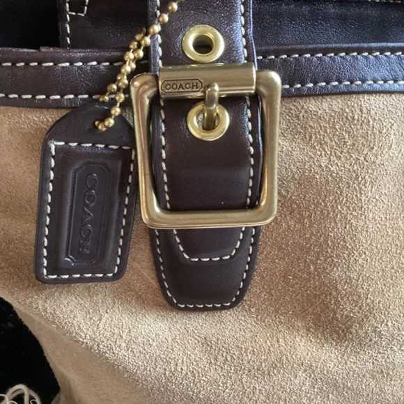 Vintage Coach Hampton Tan Suede Leather Handbag - Picture 11 of 11